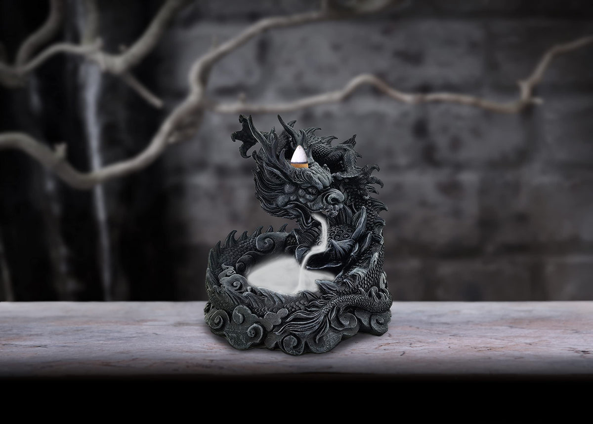Heilong Asian Inspired Dragon Backflow Incense Burner 17.5cm 6