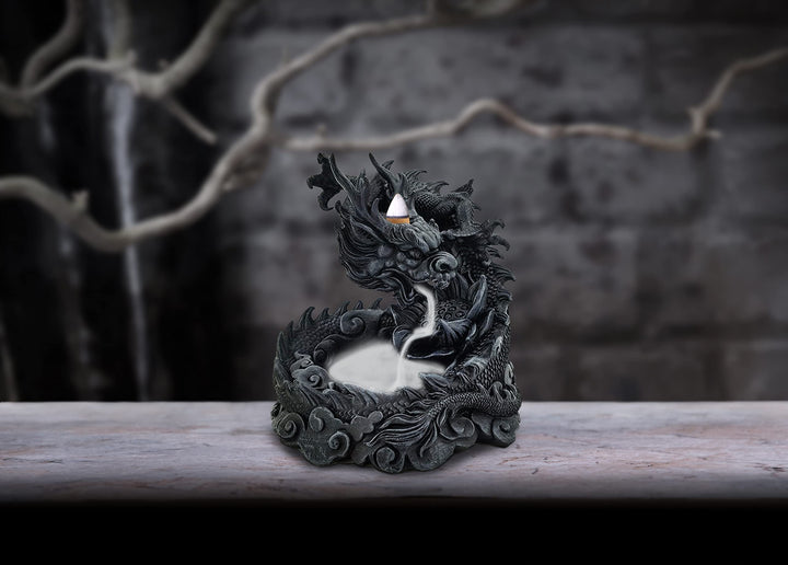 Heilong Asian Inspired Dragon Backflow Incense Burner 17.5cm