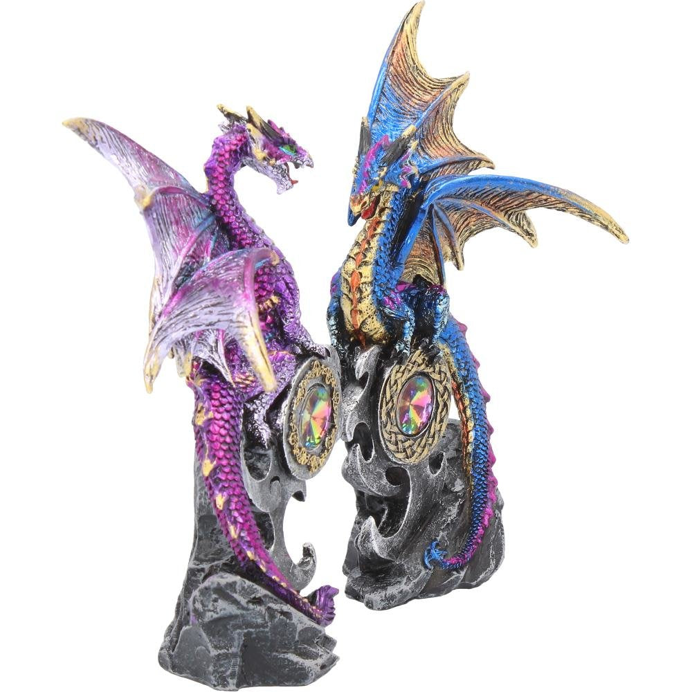 Realm Protectors Figurines Set of Two Fantasy Dragon Crystal Ornaments 15cm 6