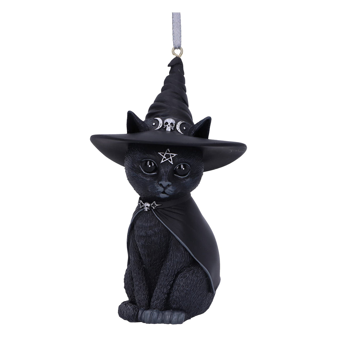 Purrah Black Witch Cat Hanging Decorative Ornament 11.5cm