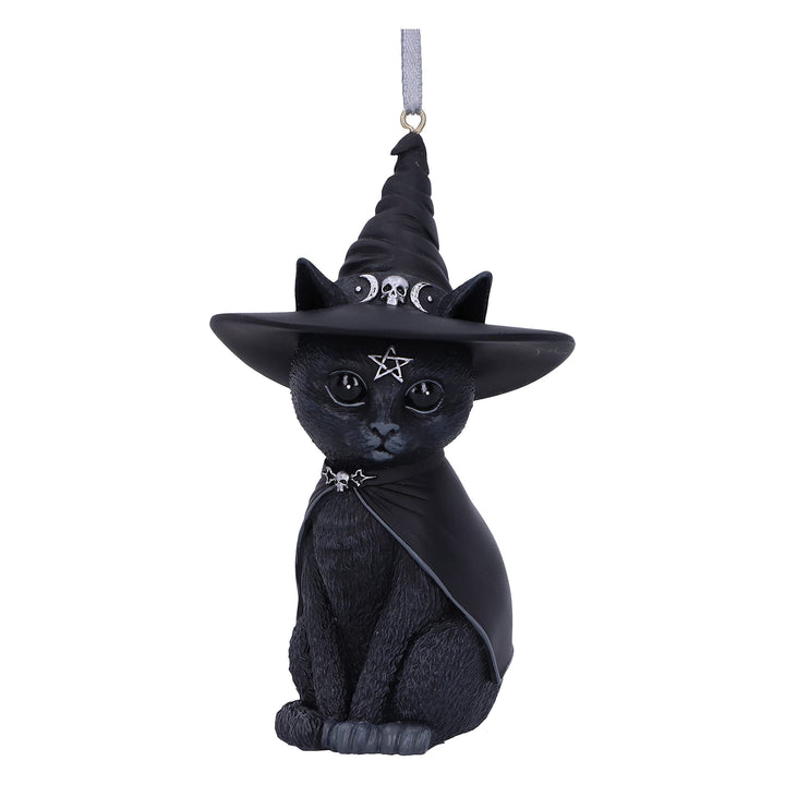 Purrah Black Witch Cat Hanging Decorative Ornament 11.5cm