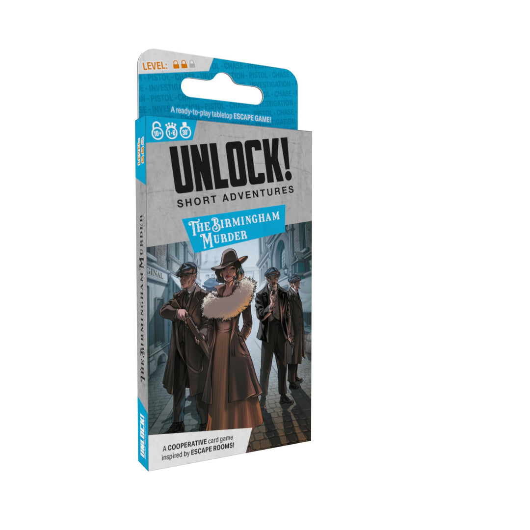 SPACE Cowboys | Unlock! Short Adventures 9: The Birmingham Murder | Escape Room Card Game | Ages 10+ | 1-6 Players | 30 Minutes Playing Time