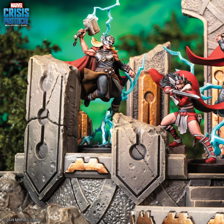 Atomic Mass Games Marvel: Crisis Protocol Mighty Thor, Lady SIF, Thor, Hero of Midgard, and Loki, Prince of Lies Character Pack, Tabletop Superhero Game, Ages 14+, 2 Players, 90 Min Playtime, Made