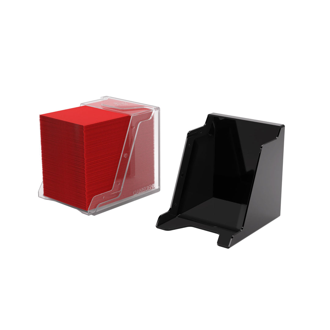 Gamegenic Bastion 100+ XL Deck Box - Compact, Secure, and Perfectly Organized for Your Trading Cards! Safely Protects 100+ Double-Sleeved Cards, Black/Clear Color, Made