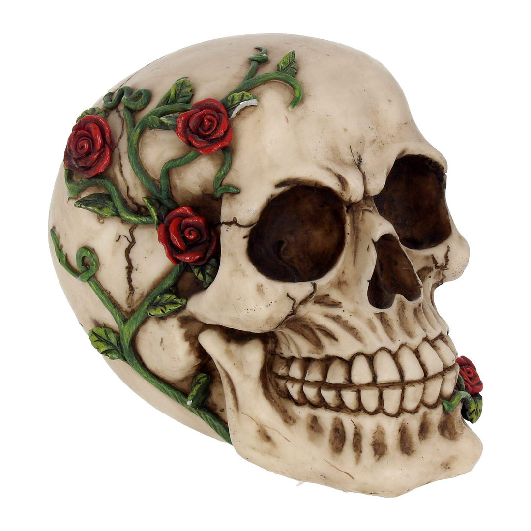 Rose From Beyond 15cm Gothic Vine Covered Skull Figurine