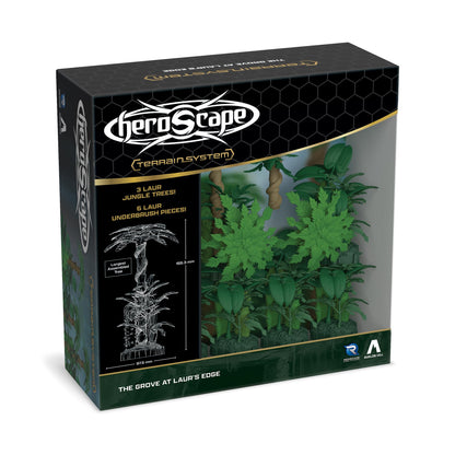 Renegade Game Studios Heroscape The Grove at Laur's Edge Terrain Pack | Build New Jungle environments Over which to Battle for Valhalla Contains : 3 Laur Jungle Trees 6 Laur Jungle Underbrush 1