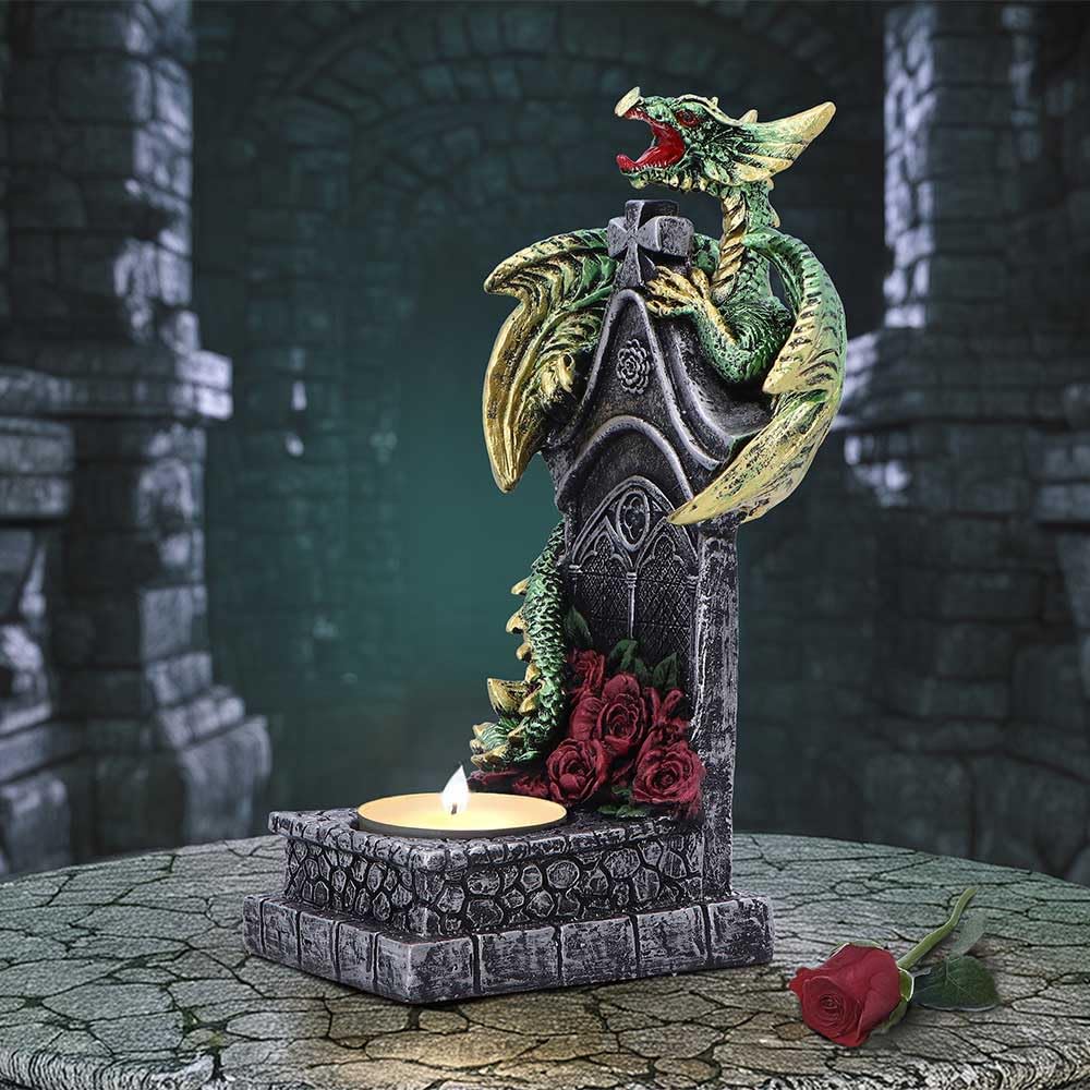 Light of the Dragon Green Ornamental Tealight Holder 16cm