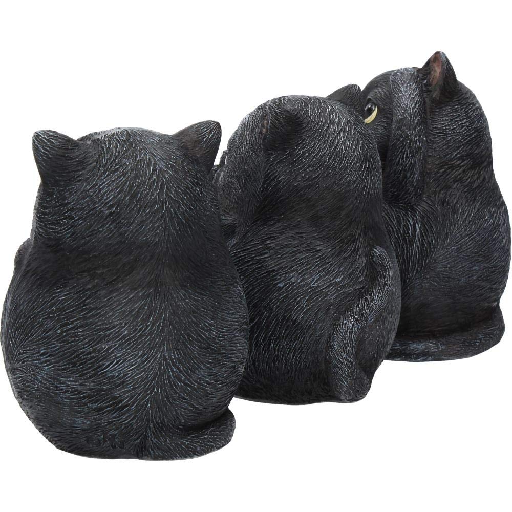 Three Wise Fat Cat Figurines 3 Cute Cats 8.5cm