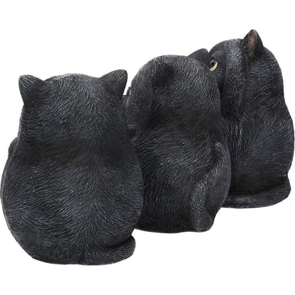 Three Wise Fat Cat Figurines 3 Cute Cats 8.5cm 3