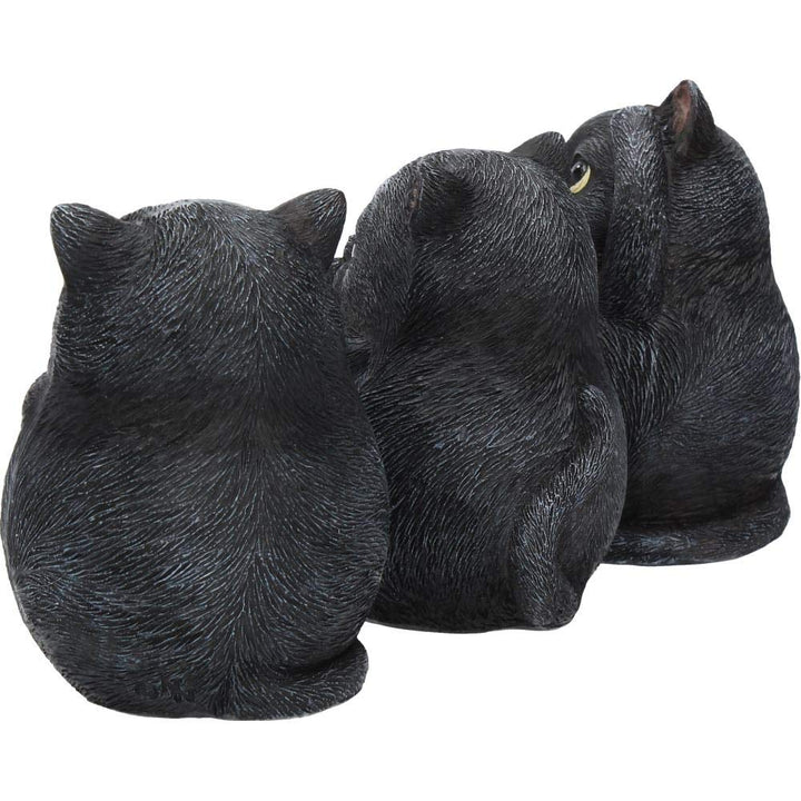Three Wise Fat Cat Figurines 3 Cute Cats 8.5cm