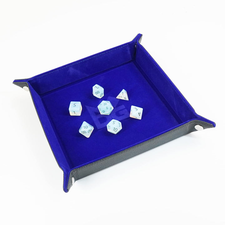 Metallic Dice Games FanRoll Fold Up Velvet Dice Tray with Leather Backing