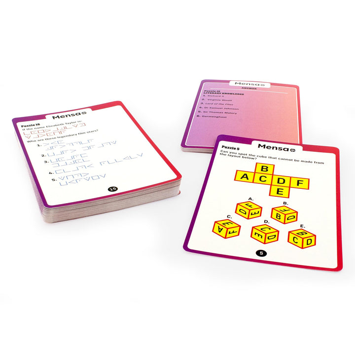 Ginger Fox Official Mensa Brainteasers Challenge Card Game - Prepare To Be Puzzled - Includes 50 Double-Sided Cards