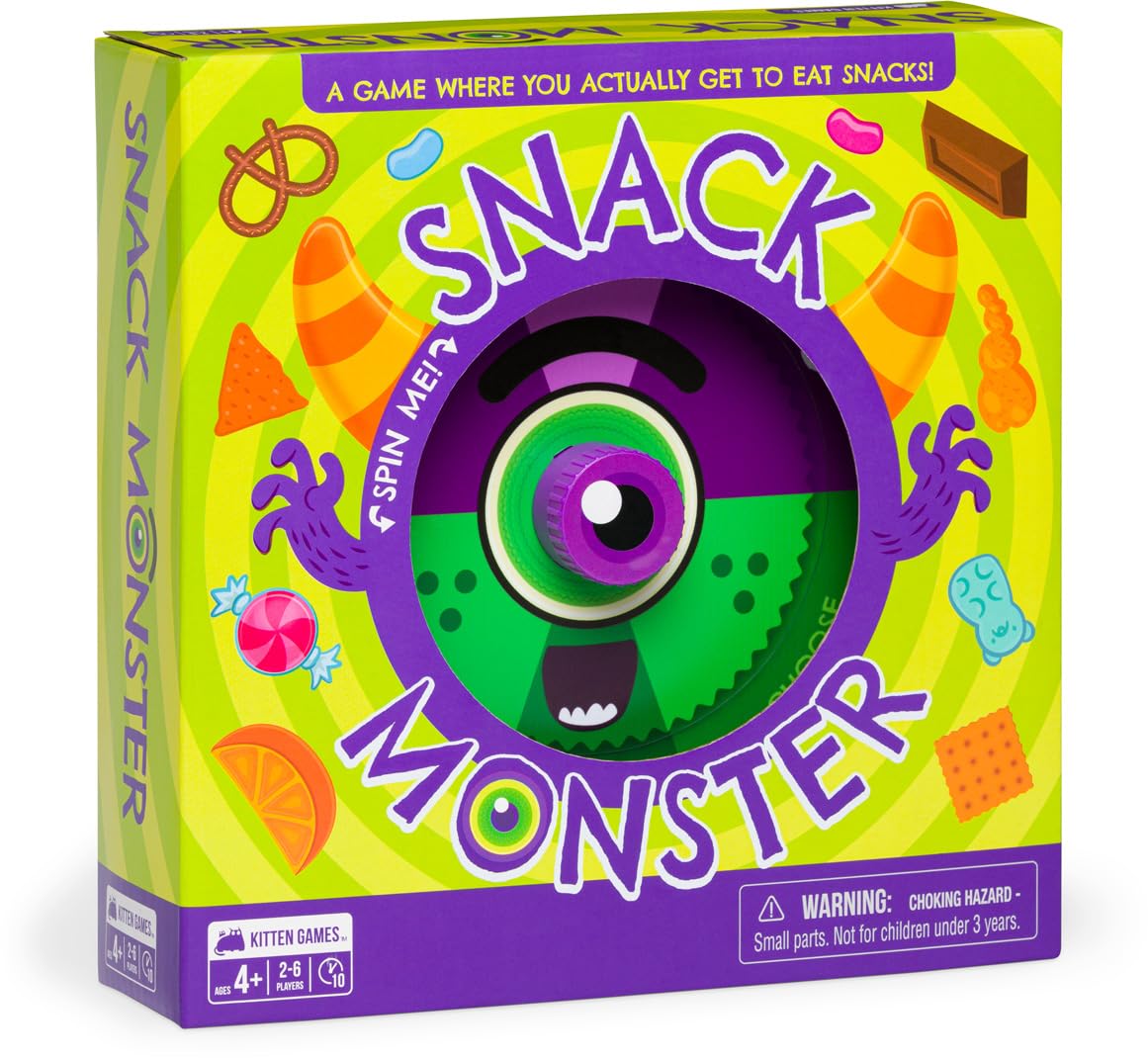 Exploding Kittens Snack Monster 2-6 Players - Ages 4+ - 10 Minutes to Play - Snack Eating Spinner Game - Kid Friendly Card Game, Family Game Night, Snack Time Kids Game 1