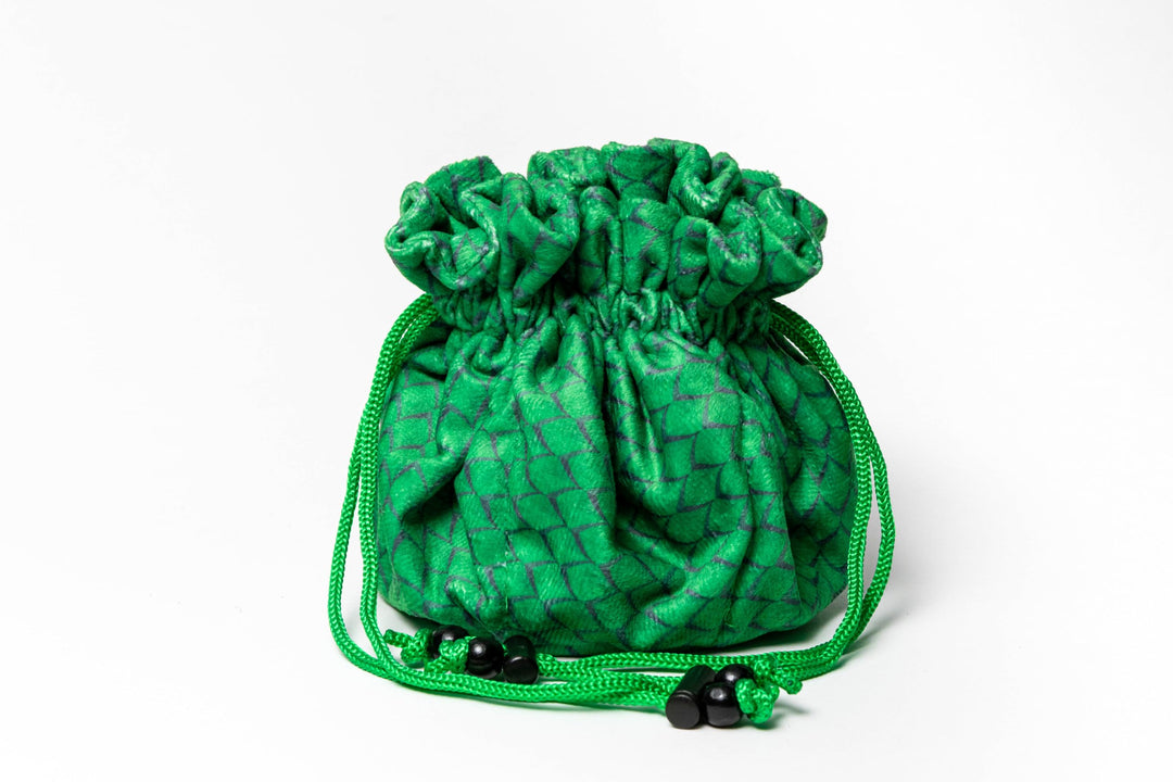 Metallic Dice Games FanRoll Dragon Storm TM Velvet Compartment Dice Bag: Green Dragon Scales