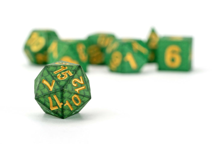 FanRoll by Metallic Dice Games Dragon StormTM Silicone Dice Set: Green Dragon Scales