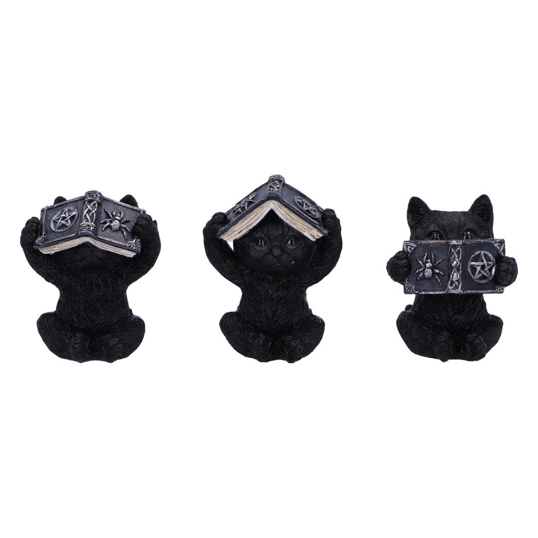 Three Wise Witchy Black Spell Cats 8.5cm