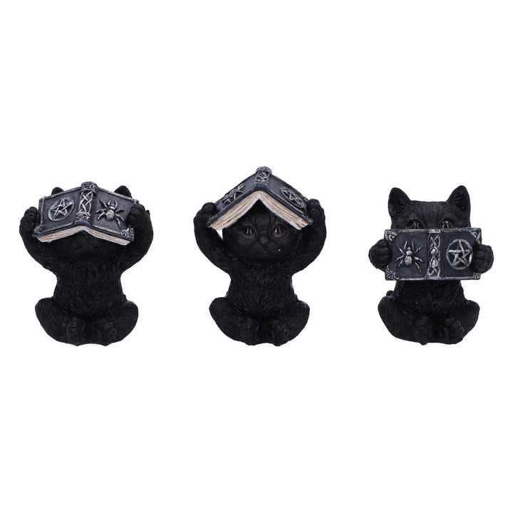 Three Wise Witchy Black Spell Cats 8.5cm