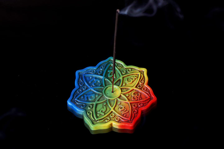 Rainbow Meditation Incense Burner Set of 4 12cm