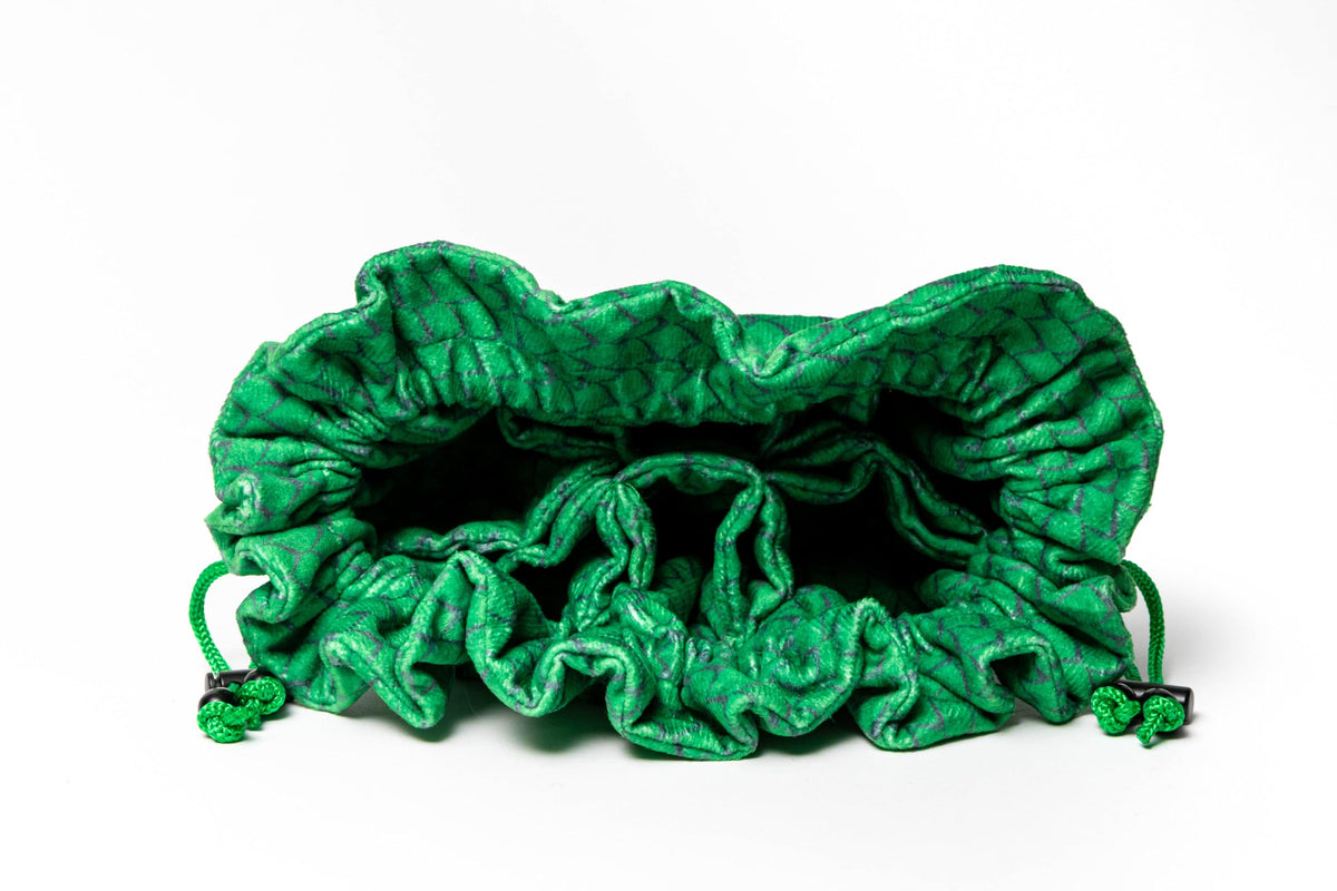 Metallic Dice Games FanRoll Dragon Storm TM Velvet Compartment Dice Bag: Green Dragon Scales 6