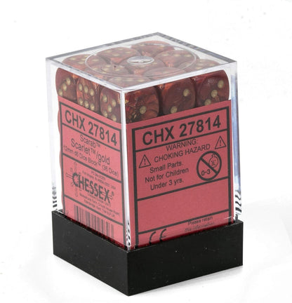 Chessex DND Dice Set-Chessex D&D Dice-12mm Scarab Scarlet and Gold Plastic Polyhedral Dice Set-Dungeons and Dragons Dice ludes 36 Dice – D6, Various (CHX27814) 4