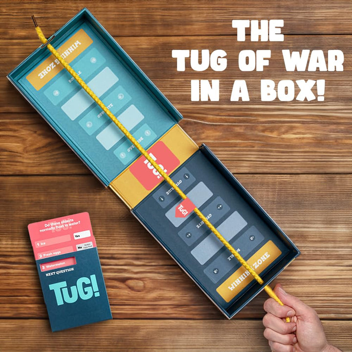 TUG! The Team Trivia Game with a Mini Tug of War in The Box | Perfect for 2-20 Players | Ultimate Holiday Game for Teens, Adults and Family Game Night | Great Gift or Stocking Stuffer | Ages 11+