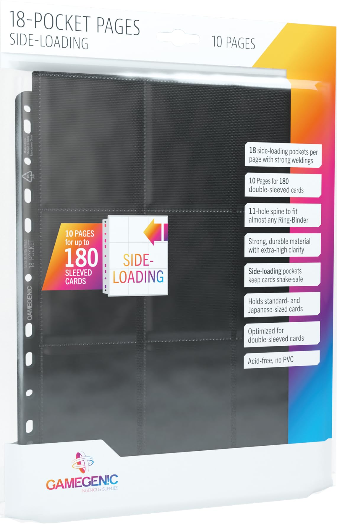 Gamegenic Sideloading 18 Pocket Pages 10 pcs pack Black Gaming Accessory 1