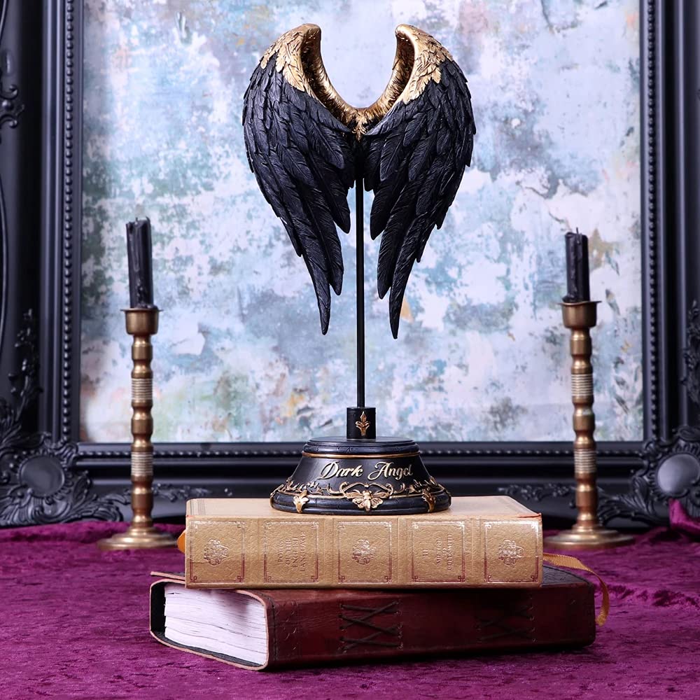 Dark Angel Gothic Fallen Fae Wing Sculpture Figurine 26cm 9