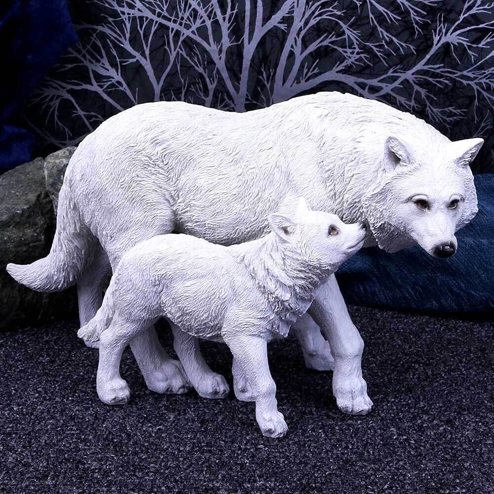 Winter Offspring Mother and Wolf Pup Ornament 27.5cm 5