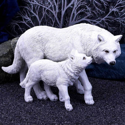 Winter Offspring Mother and Wolf Pup Ornament 27.5cm 5