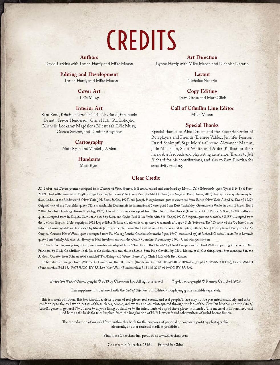 Berlin: The Wicked City: Call of Cthulhu 7th Ed 2