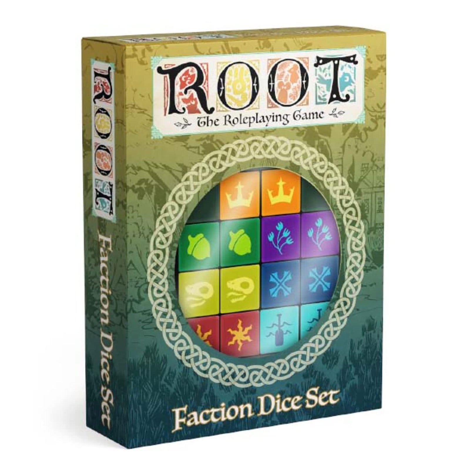 Magpie Games Dice Set for Root: The Roleplaying Game, 14 Six-Sided Dice Engraved with 7 Woodland Factions, Tabletop Fantasy Adventure 2
