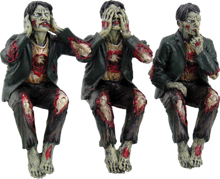 See No Hear Speak Evil Zombies Figurine Ornaments 10cm