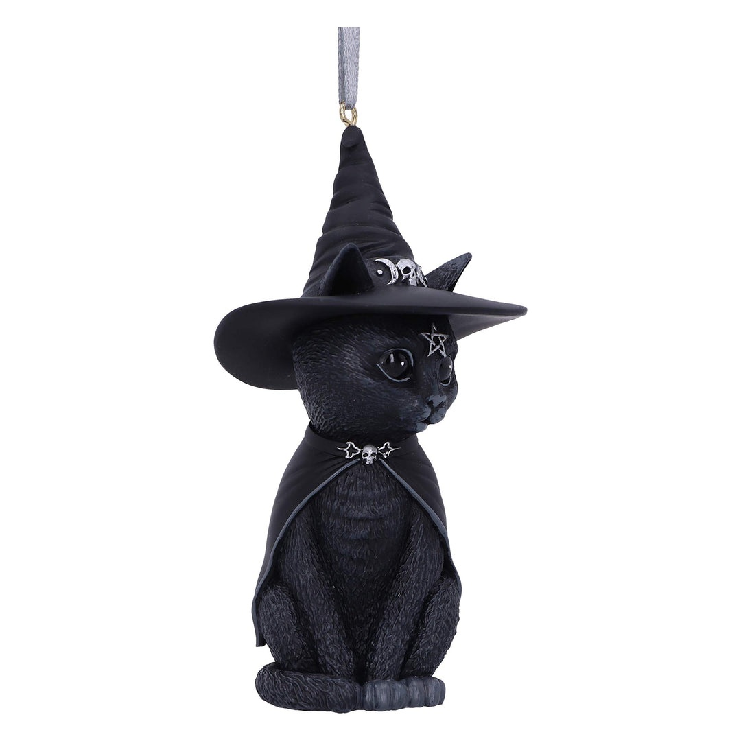 Purrah Black Witch Cat Hanging Decorative Ornament 11.5cm