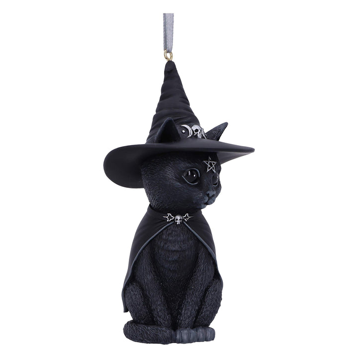 Purrah Black Witch Cat Hanging Decorative Ornament 11.5cm