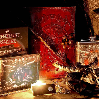 Lockable Red Leather Baphomet Embossed Journal 15cm x 21cm 7
