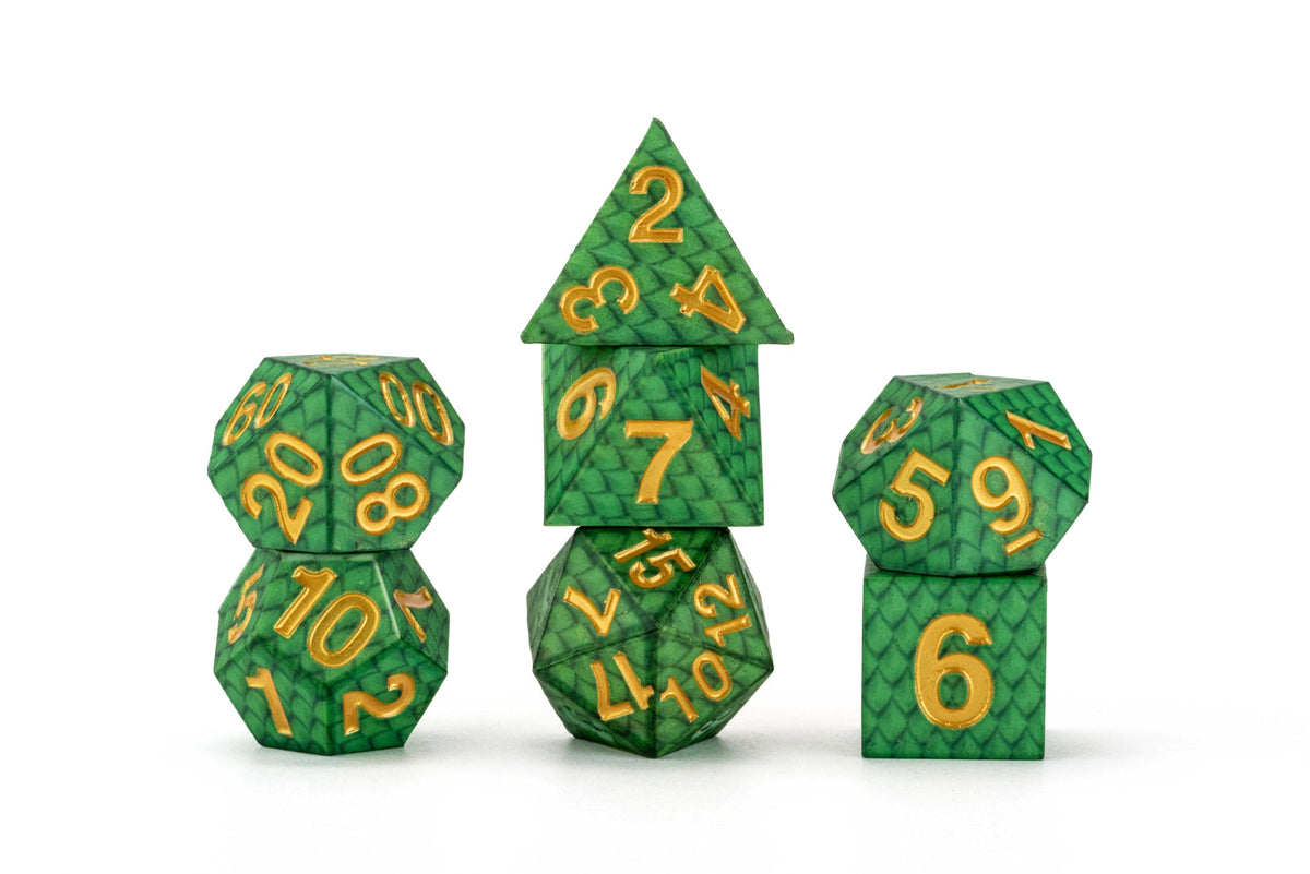 Silicone Dice Set Green Dragon Scales Dragon Storm FanRoll Gaming Accessory by Metallic Dice 6