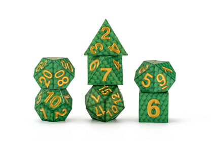 Silicone Dice Set Green Dragon Scales Dragon Storm FanRoll Gaming Accessory by Metallic Dice 6