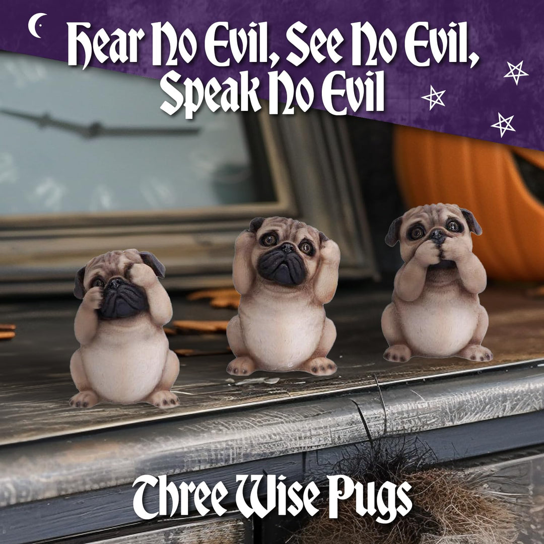 Three Wise Pugs Dog Ornaments 8.5cm