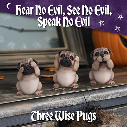 Three Wise Pugs Dog Ornaments 8.5cm 3