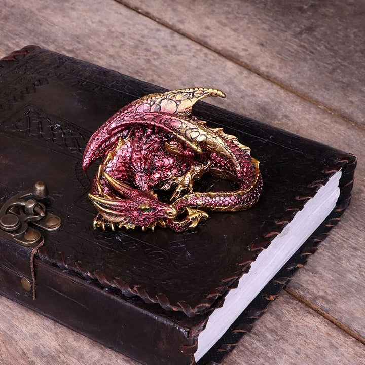Aaden Red and Golden Resting Dragon Figurine 10.2cm