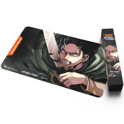 UniVersus Attack on Titan: Battle for Humanity - Eren Yeager Playmat - 24 x 14 Neoprene Mat, Tabletop Card Game Accessory, UVS Games, Licensed 3