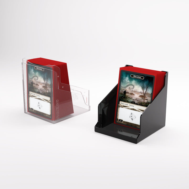 Gamegenic Bastion 100+ XL Deck Box - Compact, Secure, and Perfectly Organized for Your Trading Cards! Safely Protects 100+ Double-Sleeved Cards, Black/Clear Color, Made
