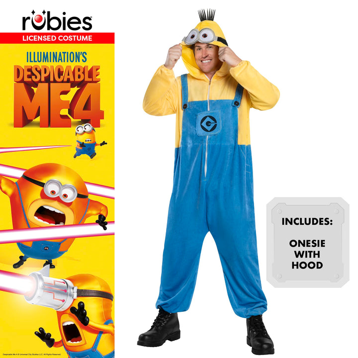 Rubies 1001772S-M000 Minon Adult Onesie Minion Fancy Dress, Multicoloured, S-M