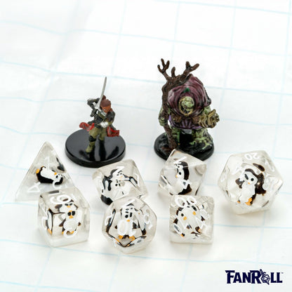 Resin Poly Dice Set Penguin Dice Gaming Accessory by Metallic Dice 9