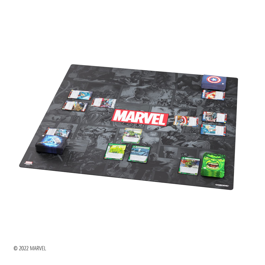 Marvel Champions Marvel Black Prime Game Mat XL | Slip-Resistant 27.5" by 27.5" Rubber Mat | Designed for Use with Marvel Champions The Card Game and Other TCGs and LCGs | Made by Gamegenic