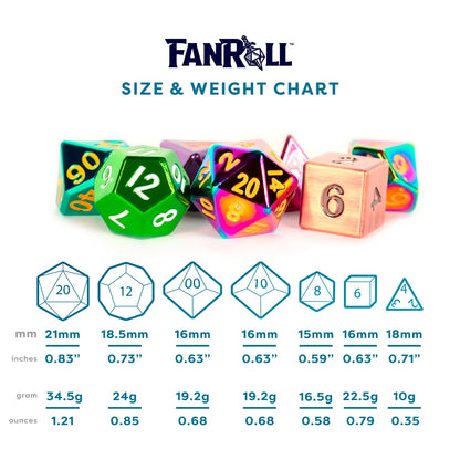 FanRoll by Metallic Dice Games Misfit Metals, Bag of DND Dice, Role Playing Game Dice Accessories for Dungeons and Dragons 5
