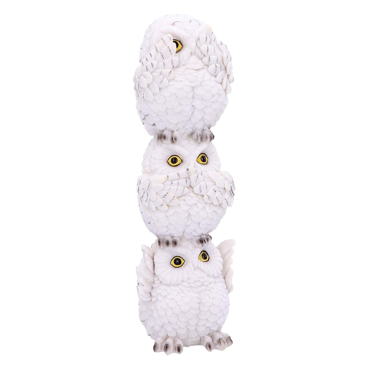 Wisest Totem Three Wise White Owls Ornament 20cm 1