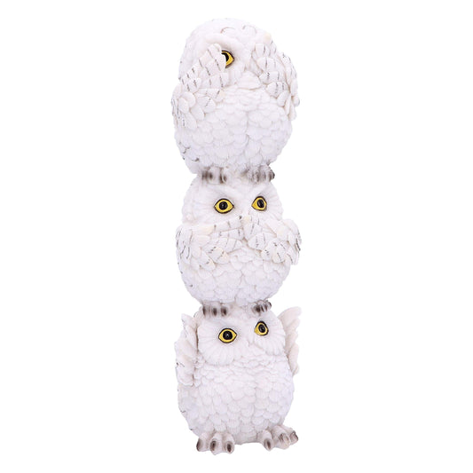 Wisest Totem Three Wise White Owls Ornament 20cm 1