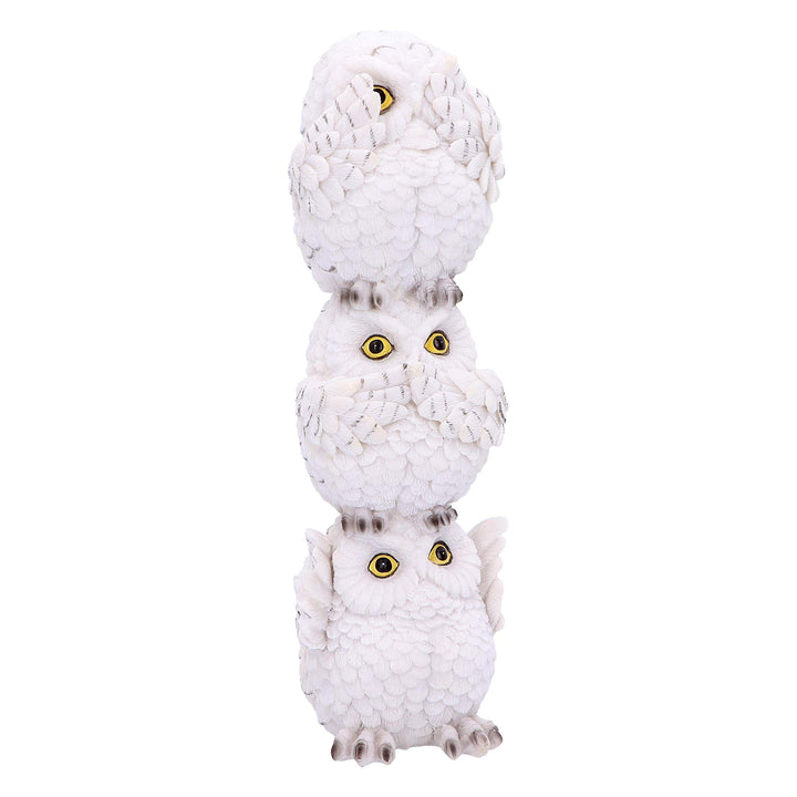 Wisest Totem Three Wise White Owls Ornament 20cm