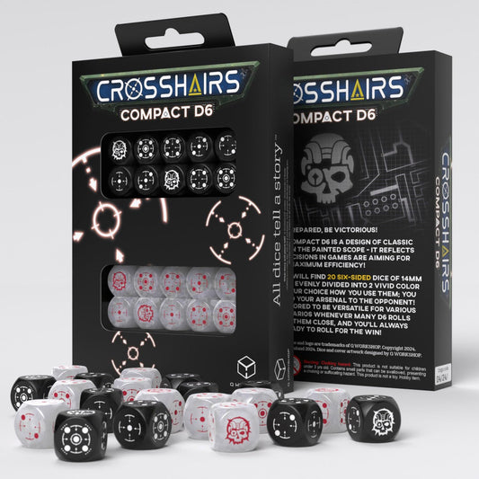 Crosshairs Compact D6: Black & Pearl by Q-Workshop, Dice for RPG Board Games, for 1+ Players and Ages 14+ 1
